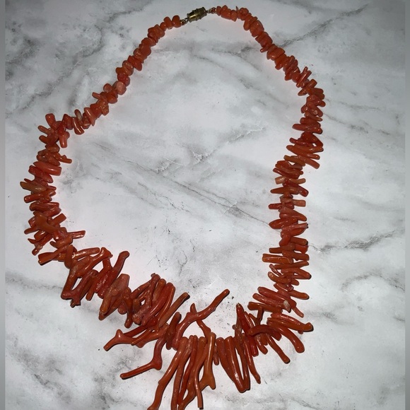 Authentic Vintage Orange Coral Gemstone Necklace - Picture 3 of 6